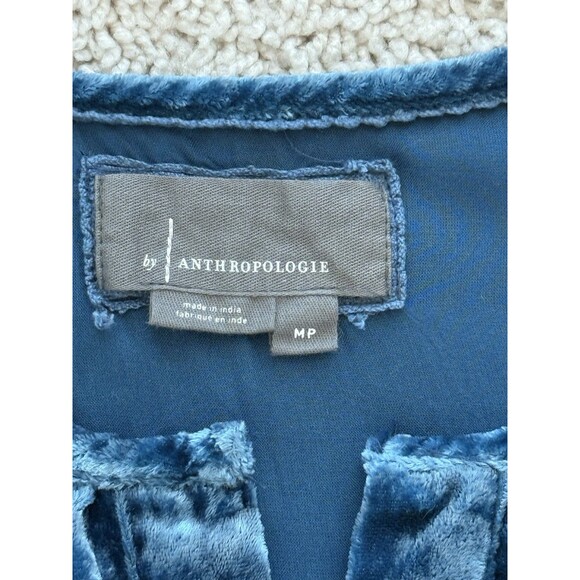By Anthropologie The Somerset Mini Dress Velvet Edition Blue Motif MP Flirty - Picture 5 of 9